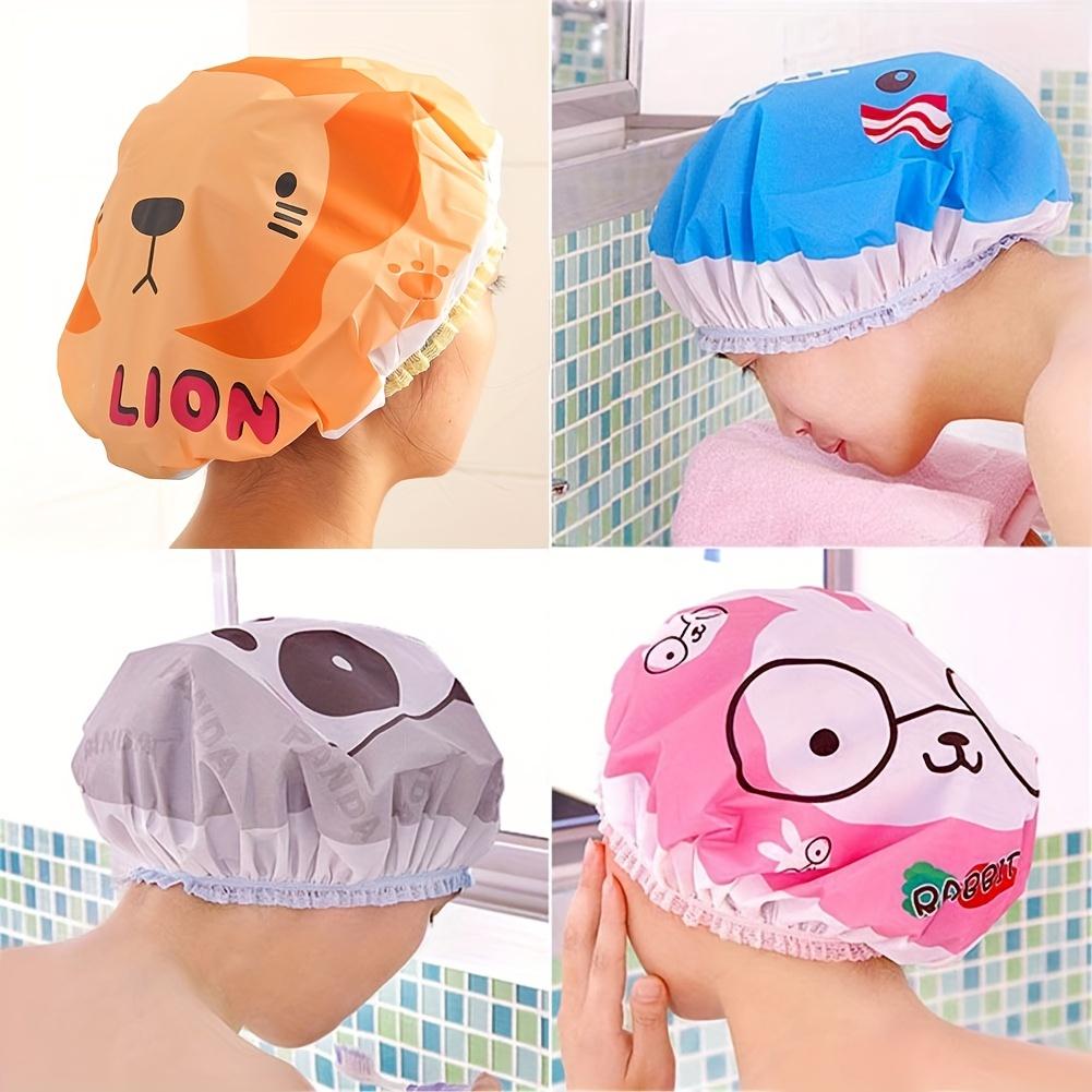 Reusable Cute Cartoon Shower Cap - Waterproof EVA Hair Cover for Hair Protection, Travel Essential