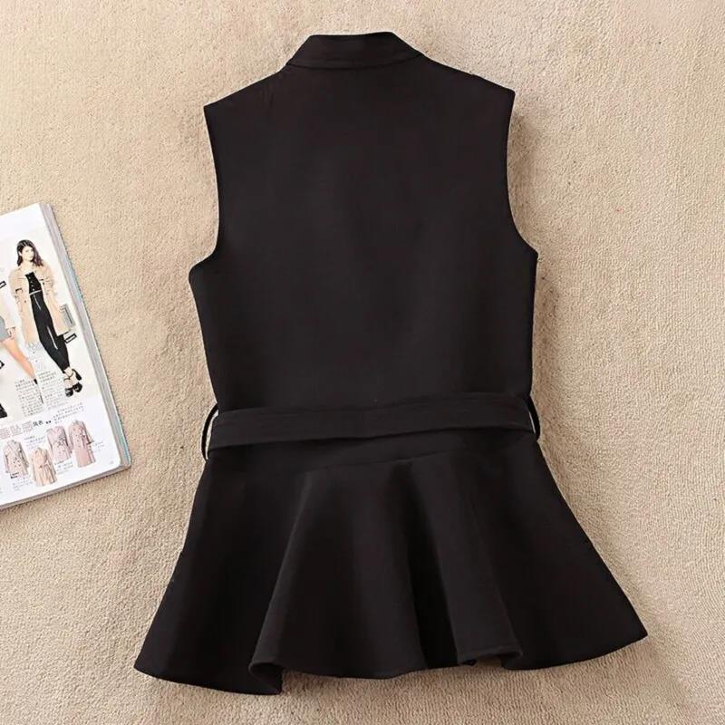 Ladies' Outerwear Temperament Lace-up Ruffled Slim-fitting Waistcoat Vest Vest Waistcoat Waistcoat Ladies Short V-neck Sleeveless Jacket