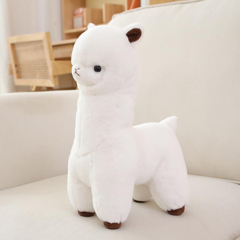 Brown Cute White Alpaca Cartoon Plush Toy Pillow For Kid Gift And Room Decor