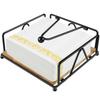 Napkin Holder Iron Flat Serviette Holder Freestanding Wooden Base Square Paper Raised for Kitchen Office Table Reusable