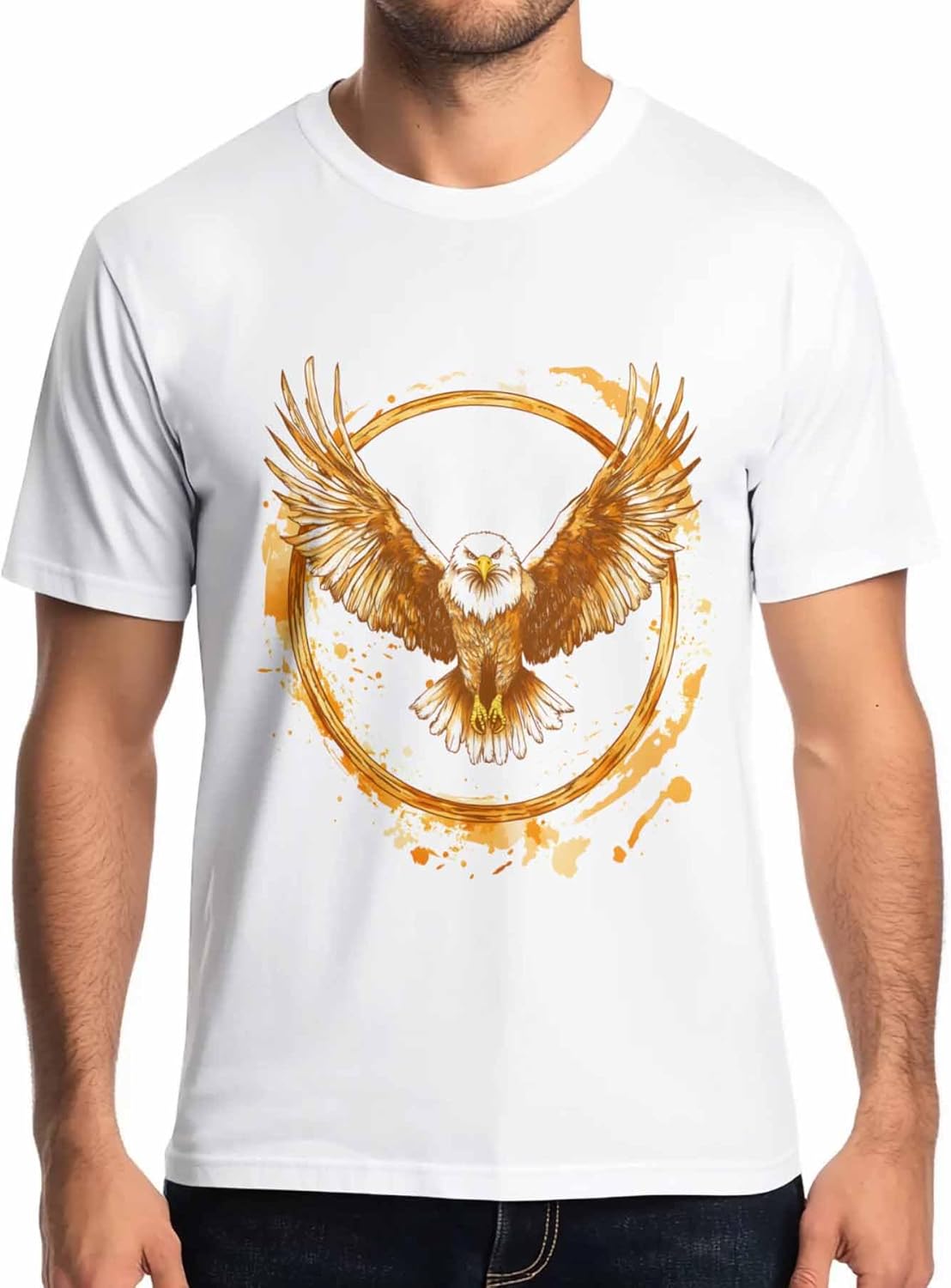 Colorful Eagle Mens T-Shirts,Short Sleeve Quick Drying T Shirts for Men Crew Neck Tee Bird Graphic Men s T-Shirts S разноцветный