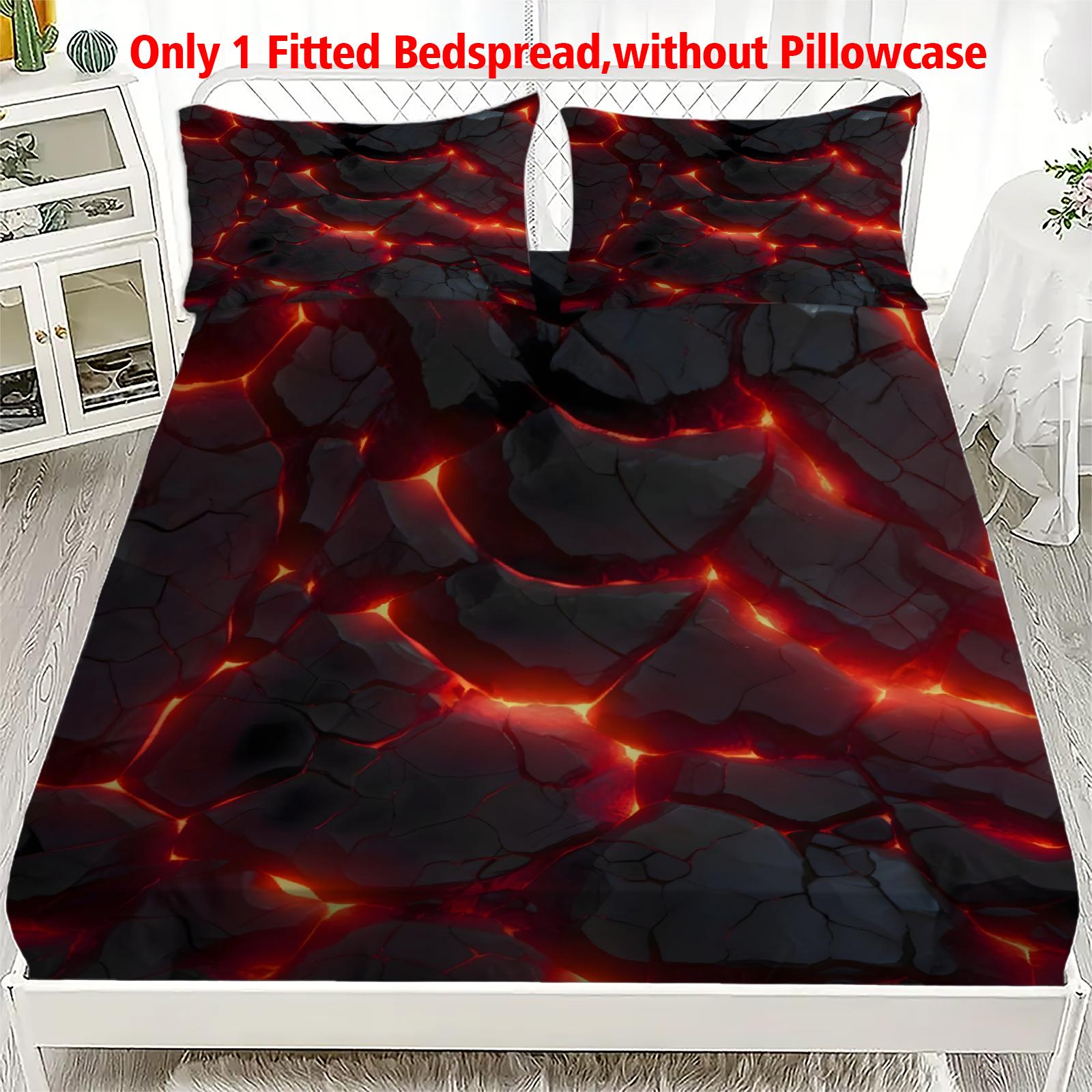 

1 Simple Red glowing polygon printed matte Fitted Sheet, bedroom printed bed cover, bedding (excluding pillowcases) 99x190x25cm