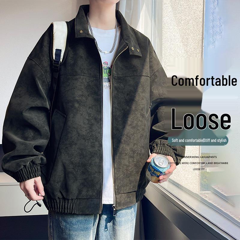 2026 Men's Spring Leather Jacket - Casual, Versatile, Loose Fit for Teens and Adults