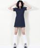 Deumakeu Girly Chic Stitch Mini Dress Navy