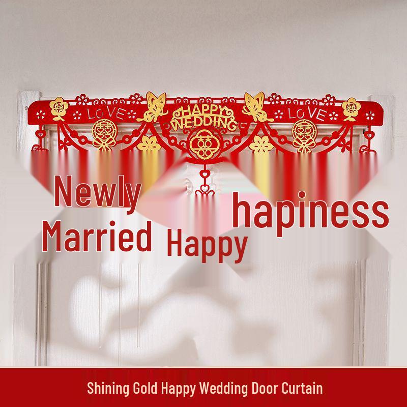 Honeymoon Room Decoration: Double Happiness Door Pull & Sticker Set for Wedding Bedroom