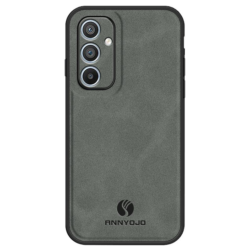 

ANNYOJO For Samsung Galaxy A54 5G Phone Case PU Leather+PC+TPU Cover with Car Magnetic Holder Metal Sheet Grey