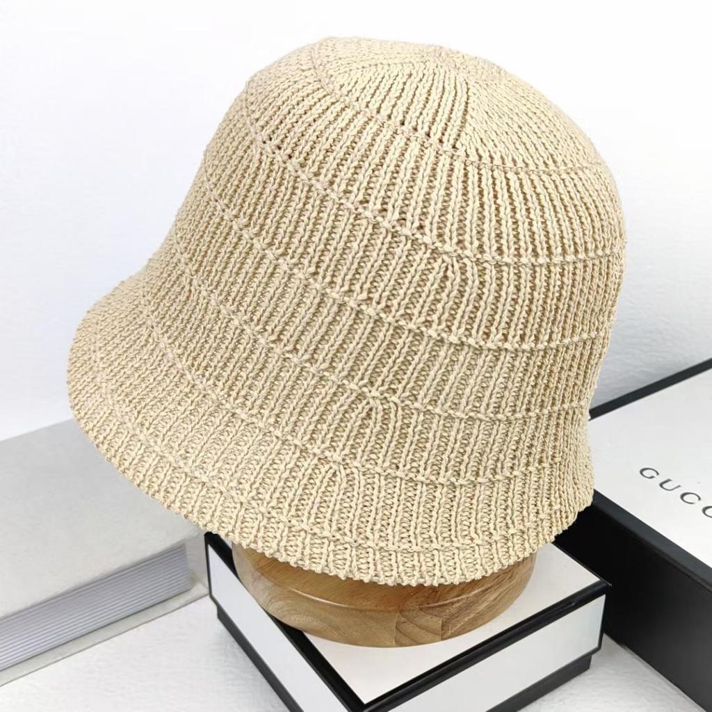 Solid Color Breathable Knitted Bucket Hat Women's Literary Leisure Basin Hat Fashion Bucket Hat