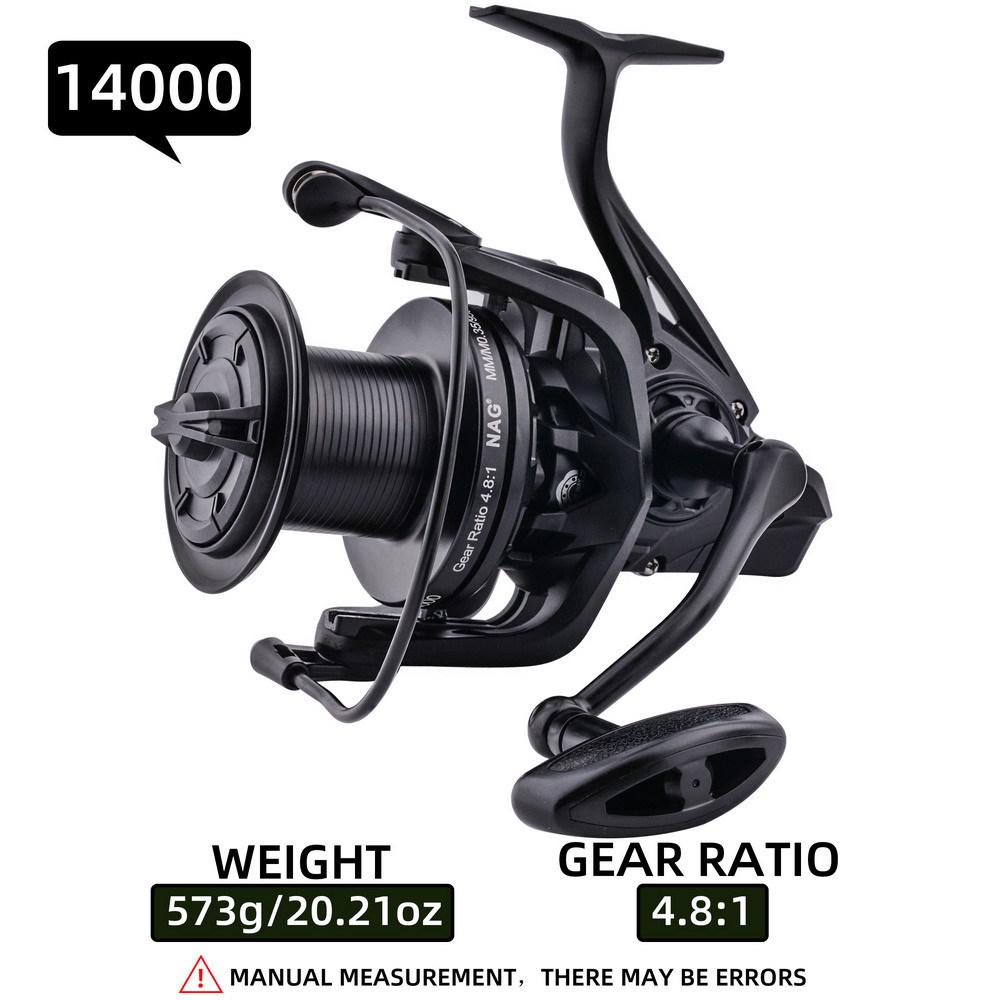 All-Metal Gapless Long-Casting Spinning Reel with Oblique Mouth for Sea Fishing, Model 14000.