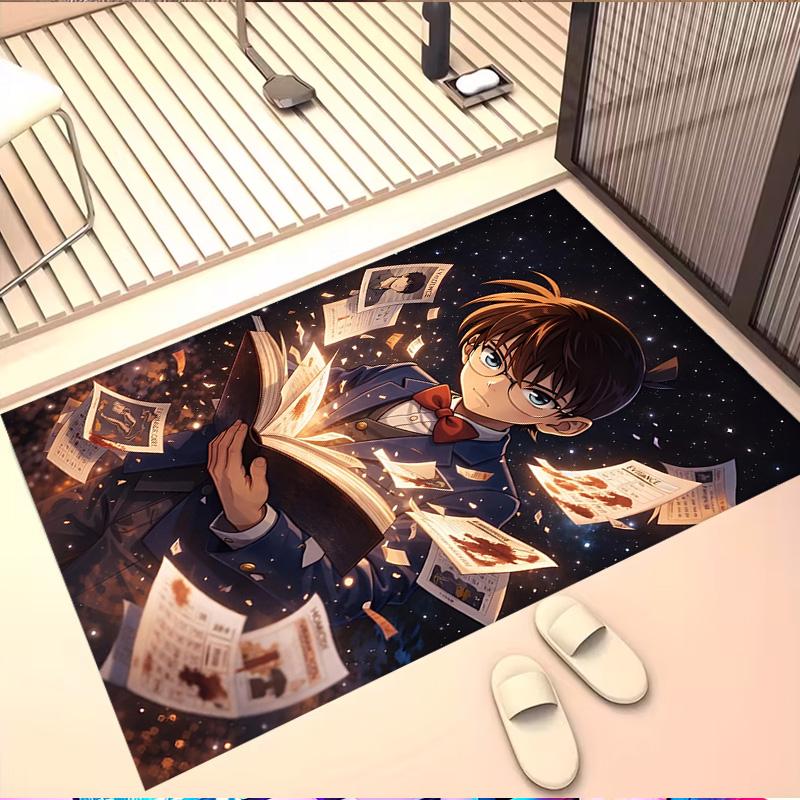 Detective Conan Print Rug, Washable Floor Carpet, For Entryway Dorm Laundry Room Office Study, Home Decor Birthday Christmas Gift