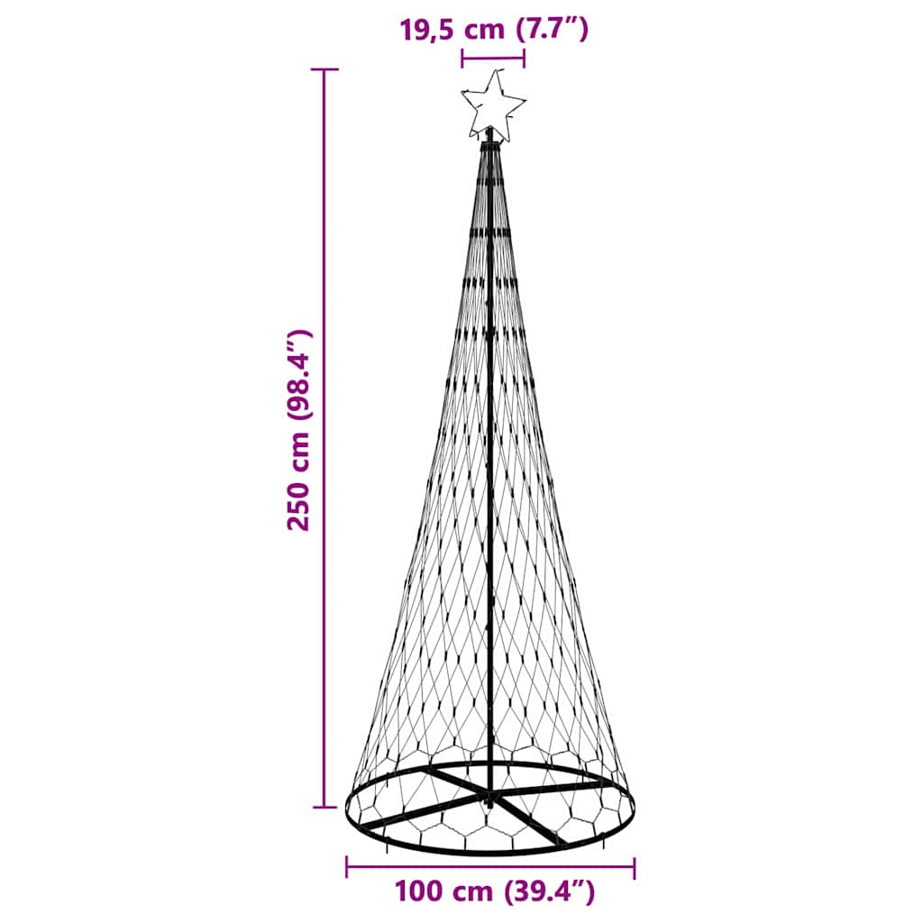 LED Christmas Tree with 295 LEDs Warm White 250 cm Metal