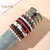 5 Pcs Bohemian Bracelets Polymer Clay Multi-layer Stacking Heart Beads Contrast Color Jewelry for Beach Work Party Vacation