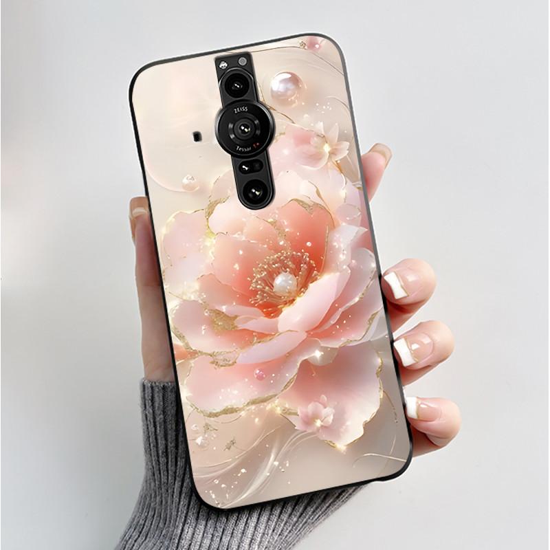 Printing Pattern Case For Sony Xperia Pro-I Fundas Soft Silicone Black Shell Cover Cute Flower Cartoon Casing Capa Coque