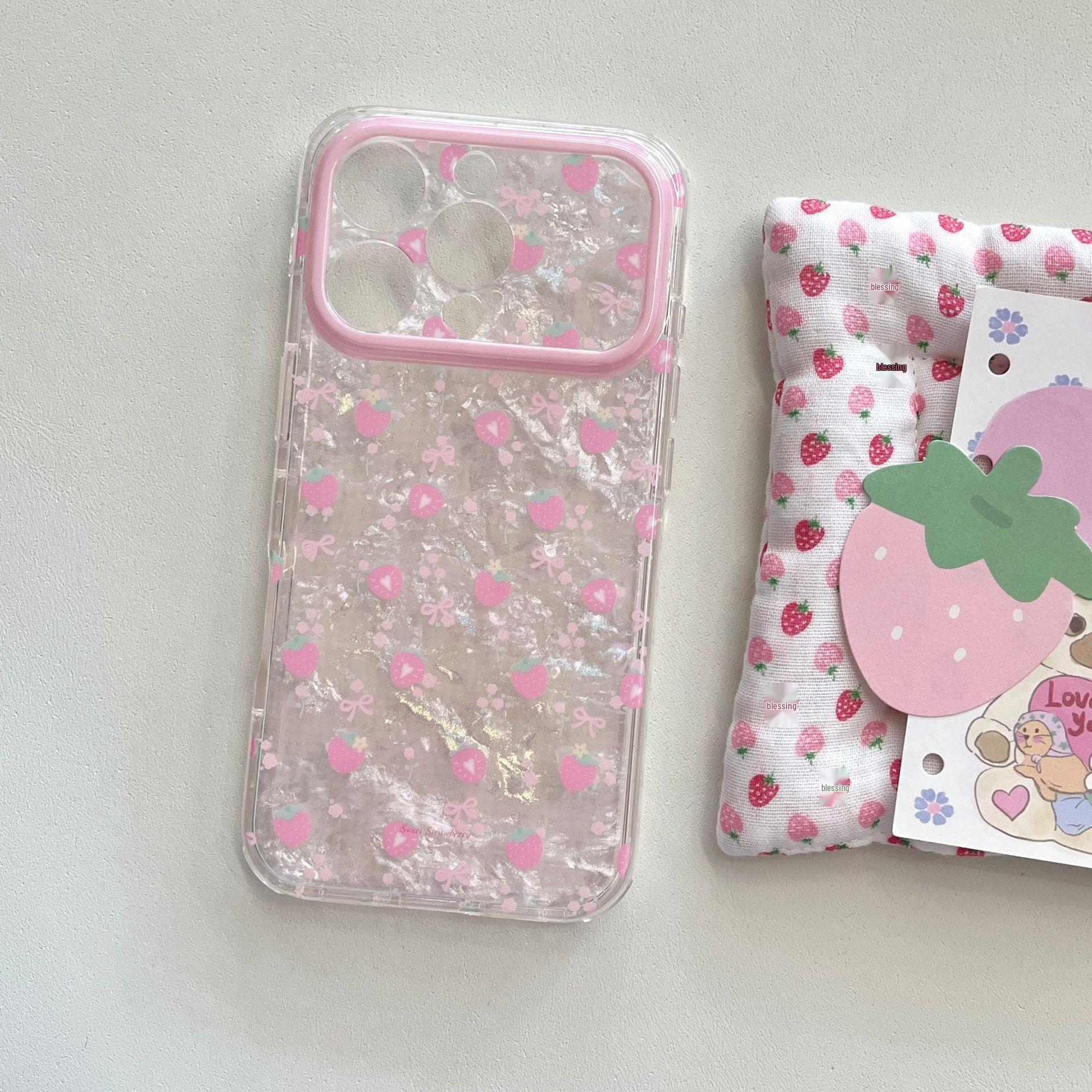 

Pink Floral 3D Strawberry iPhone 17/16 Pro Max Case iPhone 17 Pro