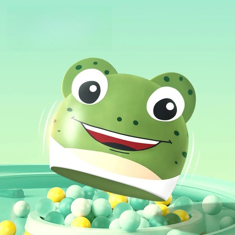 Large Swimming Caps Kids Ear Protection Long Hair Waterproof Silicone Swim Cap Swimming Hats Carton Print Swimming Accessories