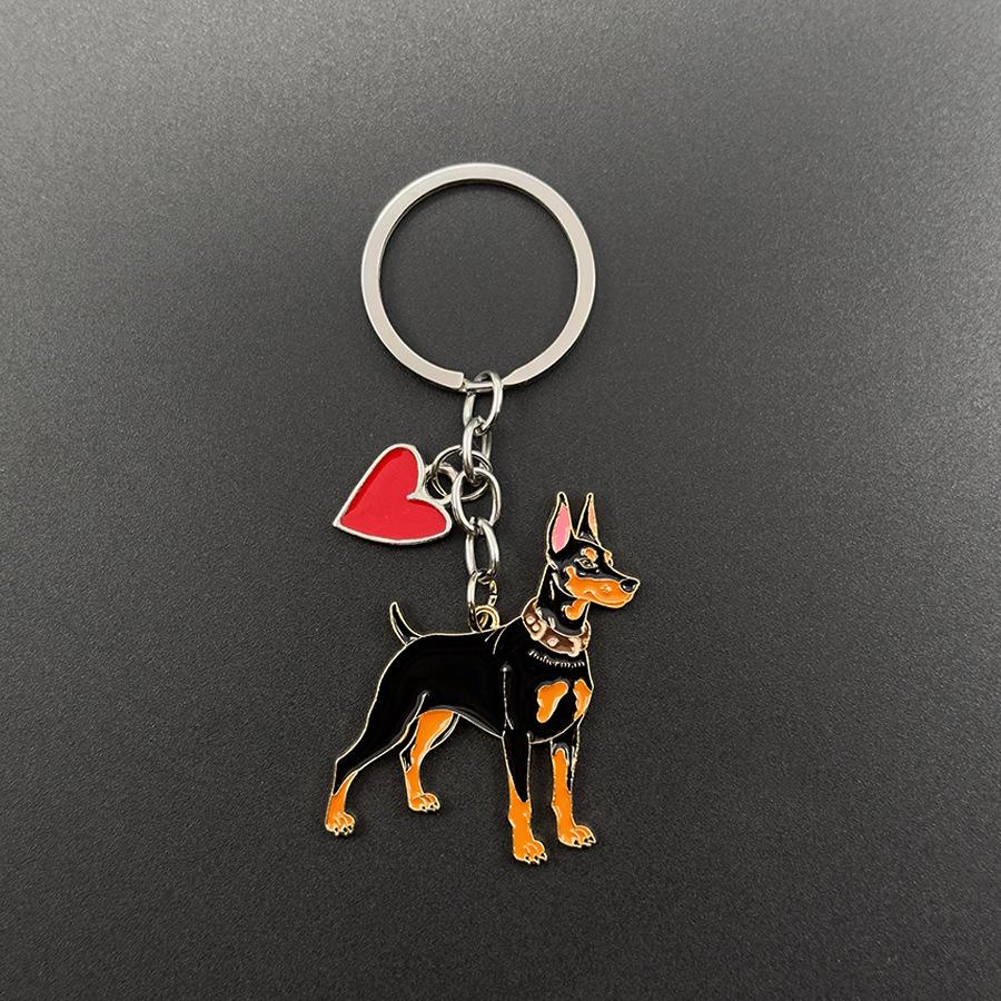 Personalized Doberman Keychain: Fashion Cartoon Alloy Bag Charm Pendant