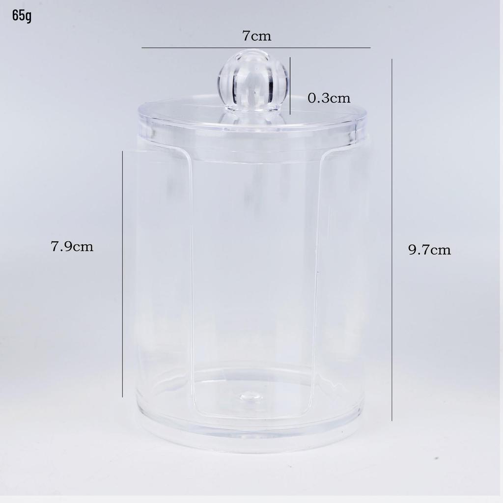 Suport transparent pentru bețișoare de bumbac cu model de diamant - capac din bambus, cutie rotundă portabilă pentru depozitarea cosmeticelor