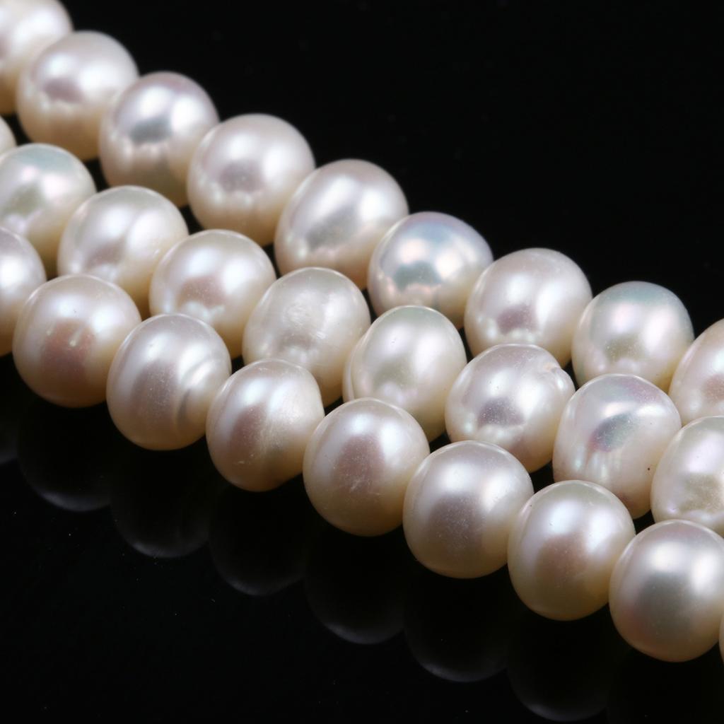 1String, Natural Freshwater Pearls, 8-9 Mm White Black Potato Shape Pearl Beads for Jewelry Making DIY Necklace, Birthday Party Gifts for Women, 36cm