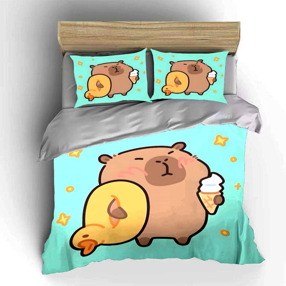 Cartoon Bear Duck Ice Cream Set Bedding Duvet Cover Set Duvet Cover Pillowcases (1 * Duvet Cover 2 * Pillowcases, without duvet insert)