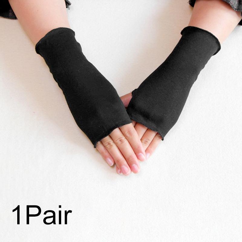 

1 пара полупальцевых современных простых однотонных перчаток для спорта на открытом воздухе, эластичных летних солнцезащитных перчаток тонкого стиля чёрный