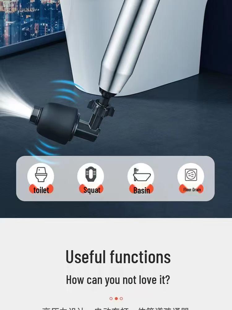 High-Pressure Air Drain Unclogger for Toilets and Floor Drains