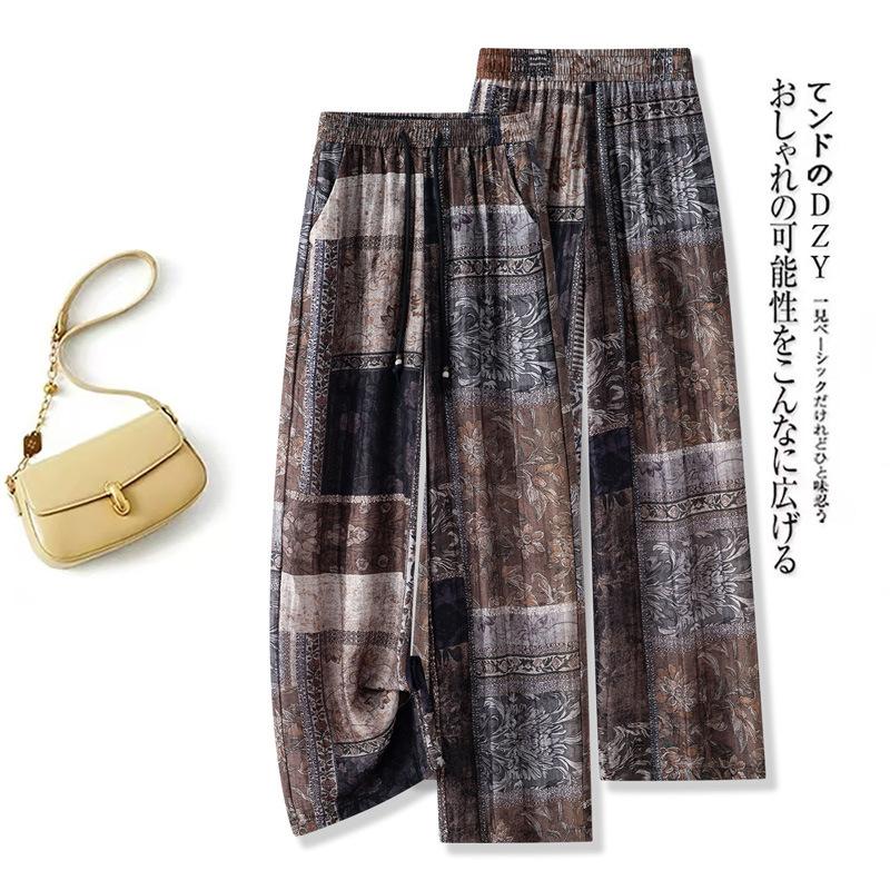 Fashion loose print drape versatile straight-leg pants women's 1116 summer thin breathable casual comfortable wide-leg pants