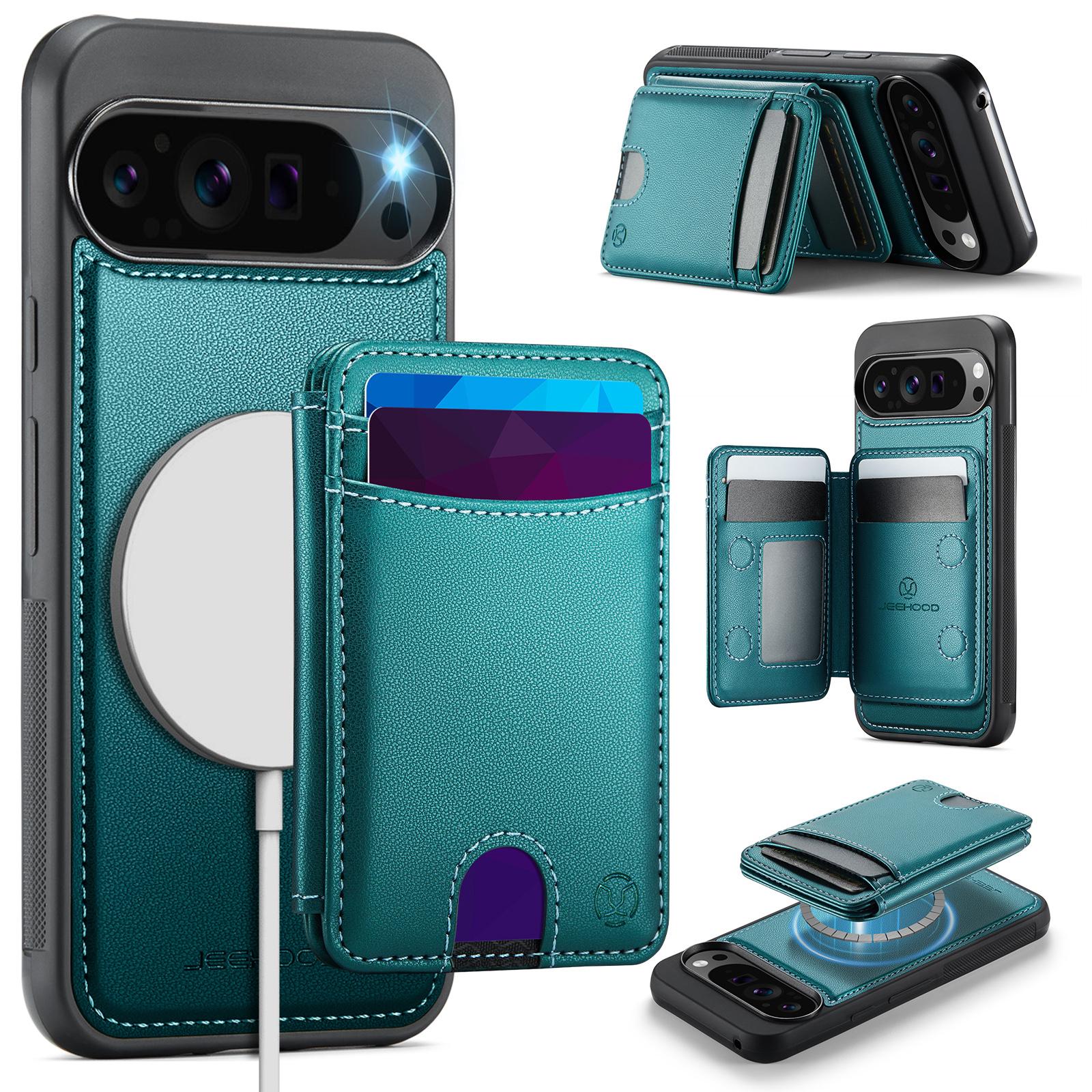 

For Google Pixel 10 Pro XL Case JEEHOOD J10 Magnetic Case Leather Back Phone Cover with Detachable Card Holder Kickstand