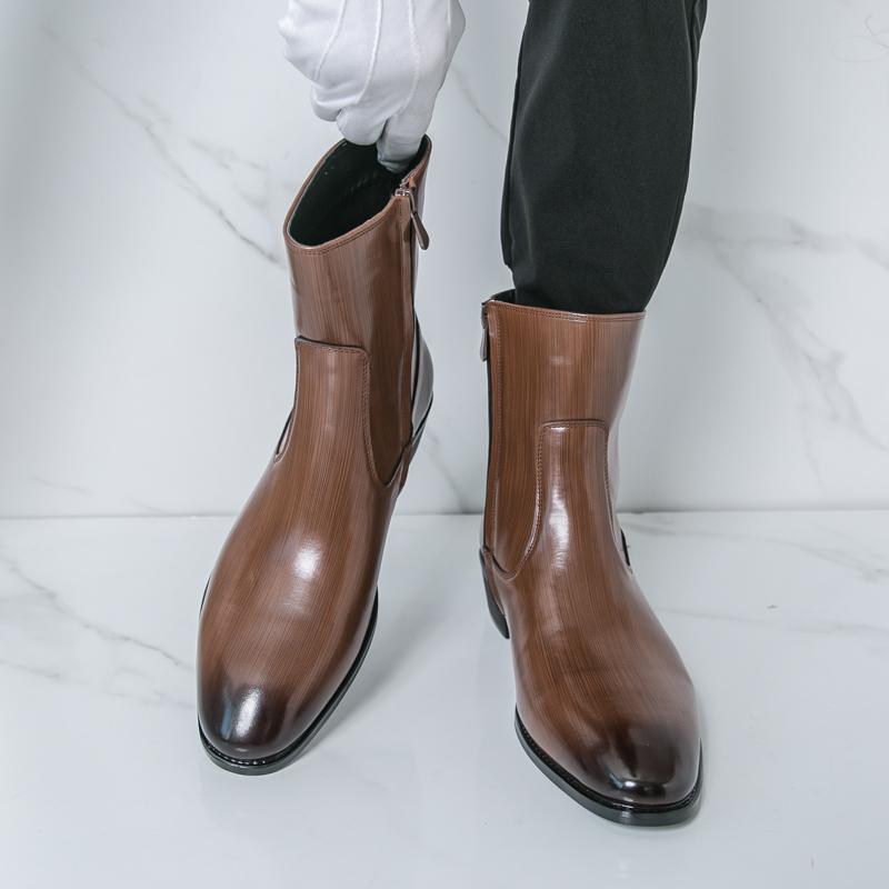 Fashion Fashion Brand Men's Pointed Breathable Side Zipper High Top Boots for Autumn New Men Comfortable Non Slip Chelsea Outdoor Boots