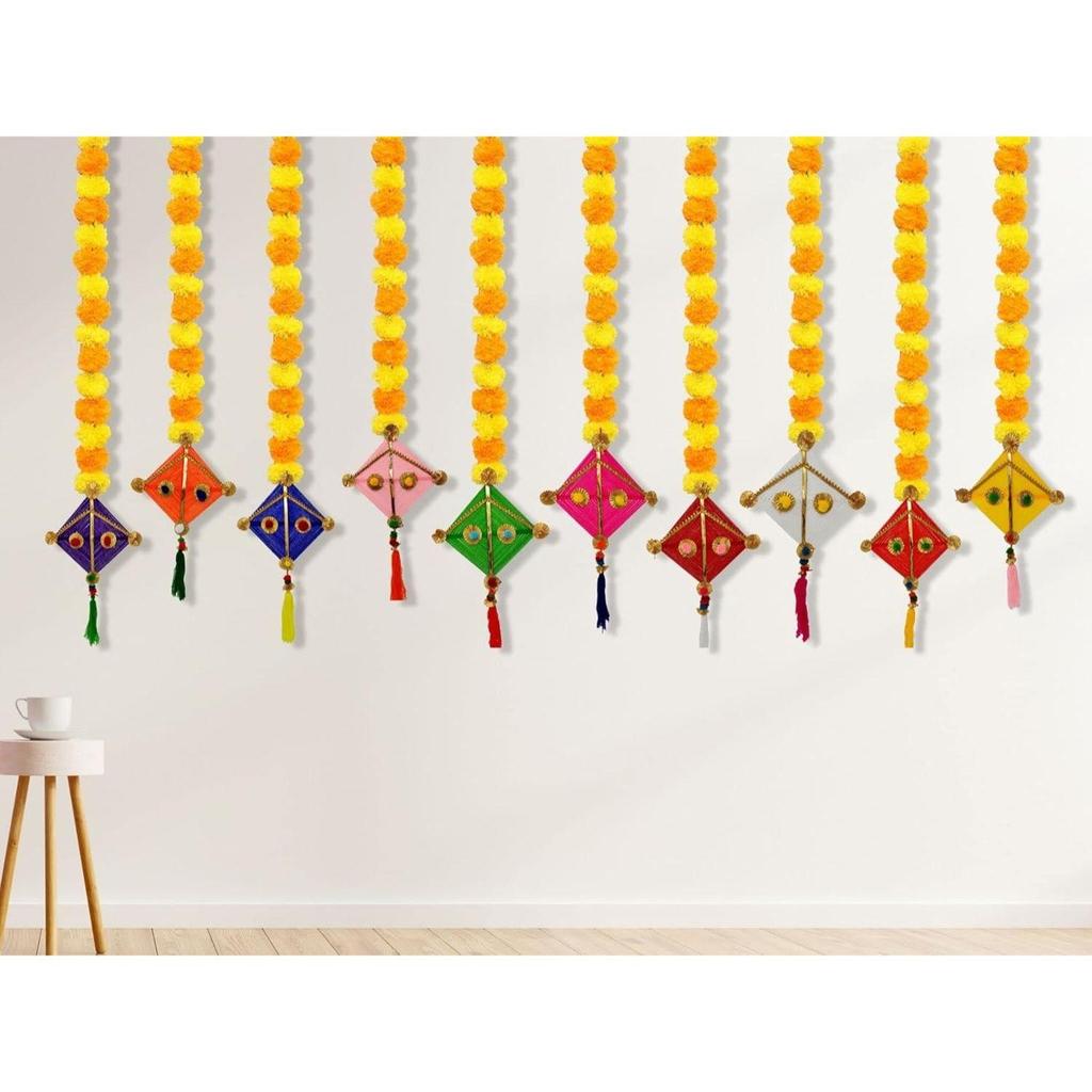 Ručně vyráběné umělé aksamitníky nadýchané květy barevný vlněný drak k zavěšení (Výška cca 42 palců) (10)