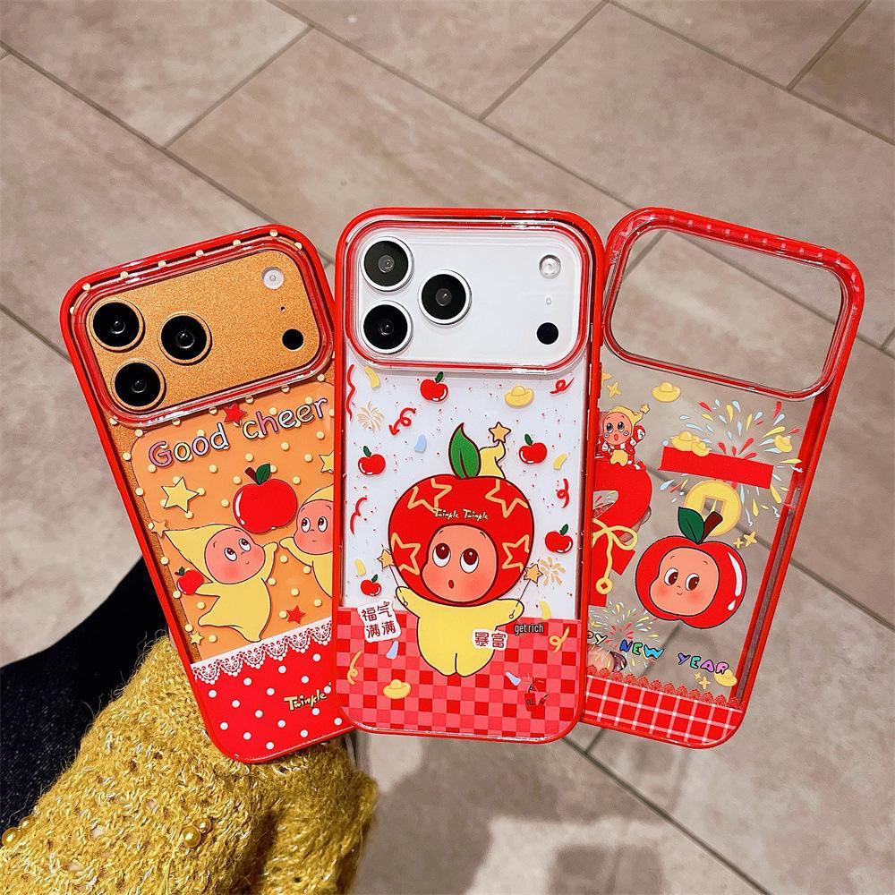 iPhone 17/16 Pro Max Cartoon Red Star Anti-fall Phone Case for Apple 15/14