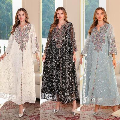 Stickerei Damen Langkleid - Nahöstliches muslimisches Gewand, Dubai Abaya Stil