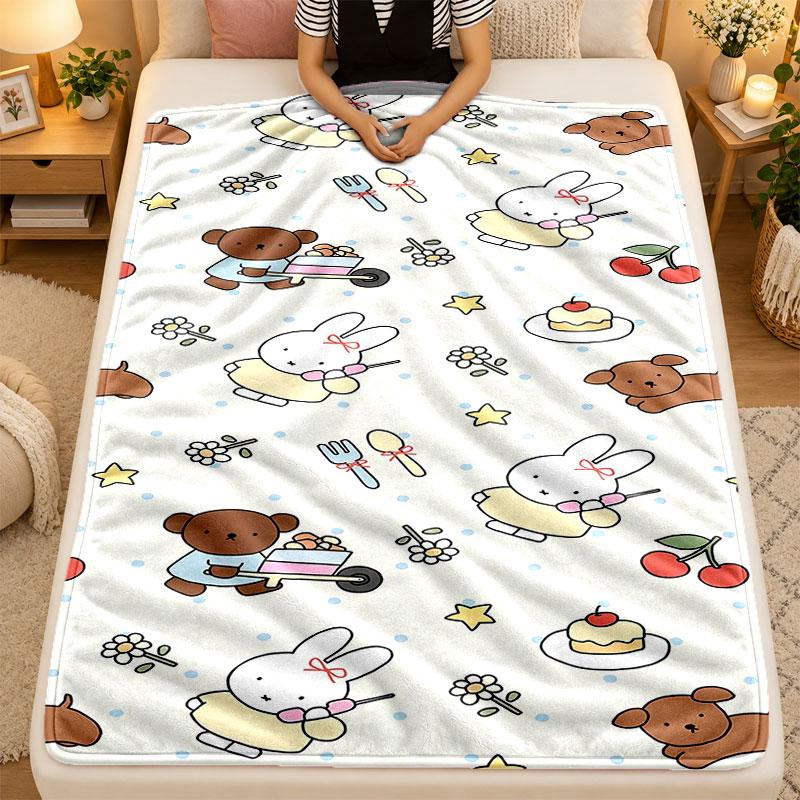 Flannel BlanketMiffy Warm Soft Throw Blanket for Indoor Sofa Bed Living Room Use