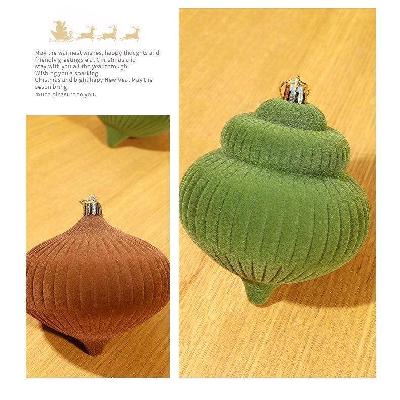 Cross-Border Ins Style Gourd-Shaped Flocked Christmas Tree Ornament