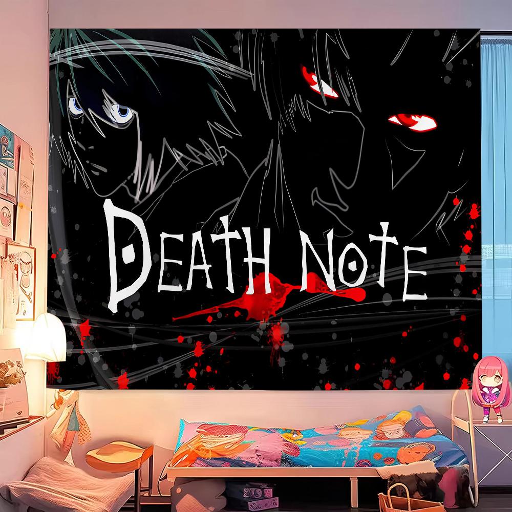 DDDeath Note Manga Tapestry Dorm Wall Decor Modern Stripe Hanging Decoration MultiSize High Quality Flat Print Design