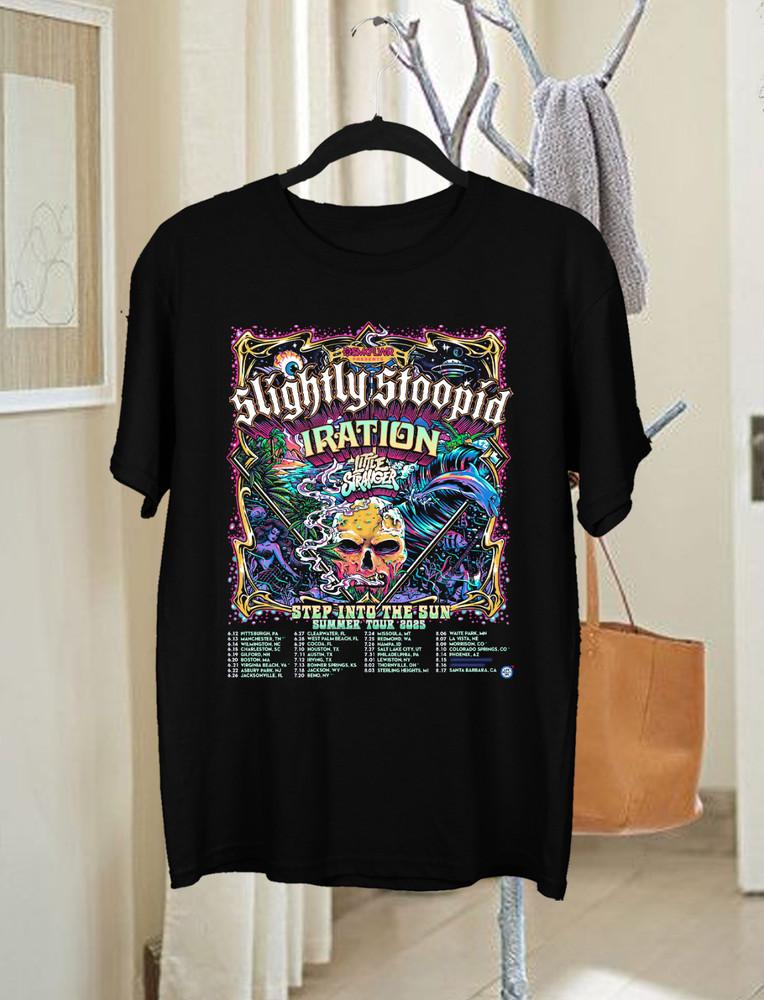 Slightly Stoopid Step Into The Sun Summer Tour 2025 T Shirt Black All Size AL767 Unisex T-Shirt S