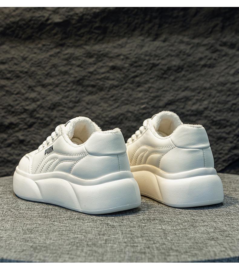 Women's 2024 Spring Magnetic Vibration Massage Shoes - Casual, Thick-Soled, Versatile Sports Shoes In White with Plus Velvet