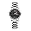 Reloj de Acero Impermeable para Mujer con Diamantes Luminosos Incrustados y Doble Calendario