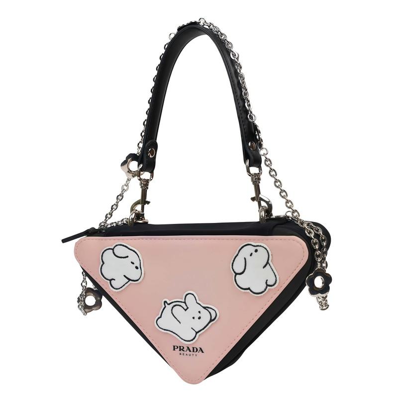 Prada Cosmetic bag/toiletry bag [Customized bag] Pink triangle, simple, niche and high-end, trendy, commuting, exquisite Pink cute triangle