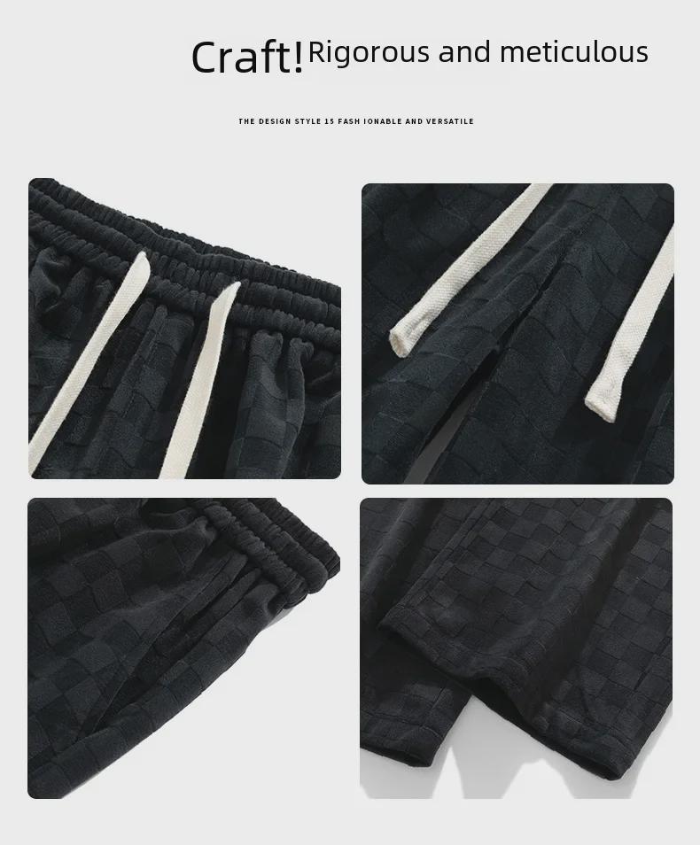 Unisex Checkerboard Corduroy Straight Trousers - Retro Autumn Style