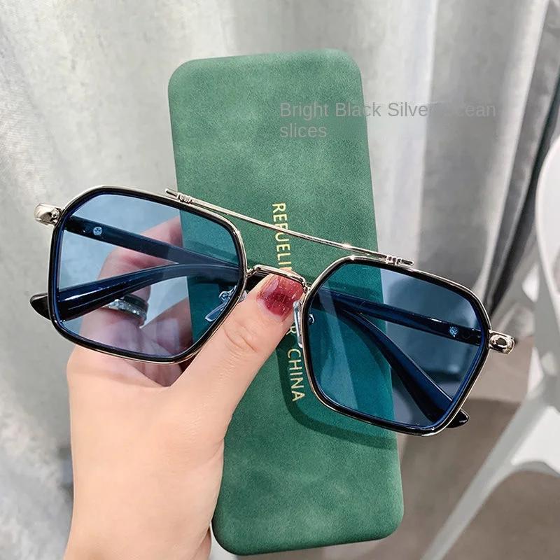 New Double Beam Men'S Sunglasses Ocean Blue Woman Eyewear Driving Sun Shading Glasses Outdoor Fishing Uv400