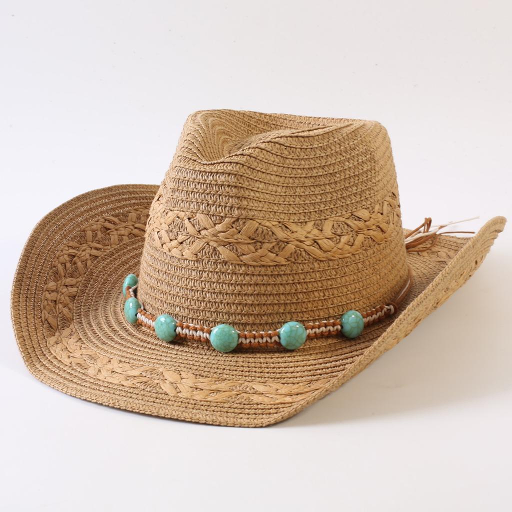 Popular European and American Classic Straw Woven Western Cowboy Hat Men's and Women's Outdoor Fashion OL Wind Woven Top Hat