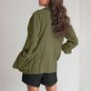Casual Loose Long Sleeved Jacket Women Solid Color Button Pocket Fashionable
