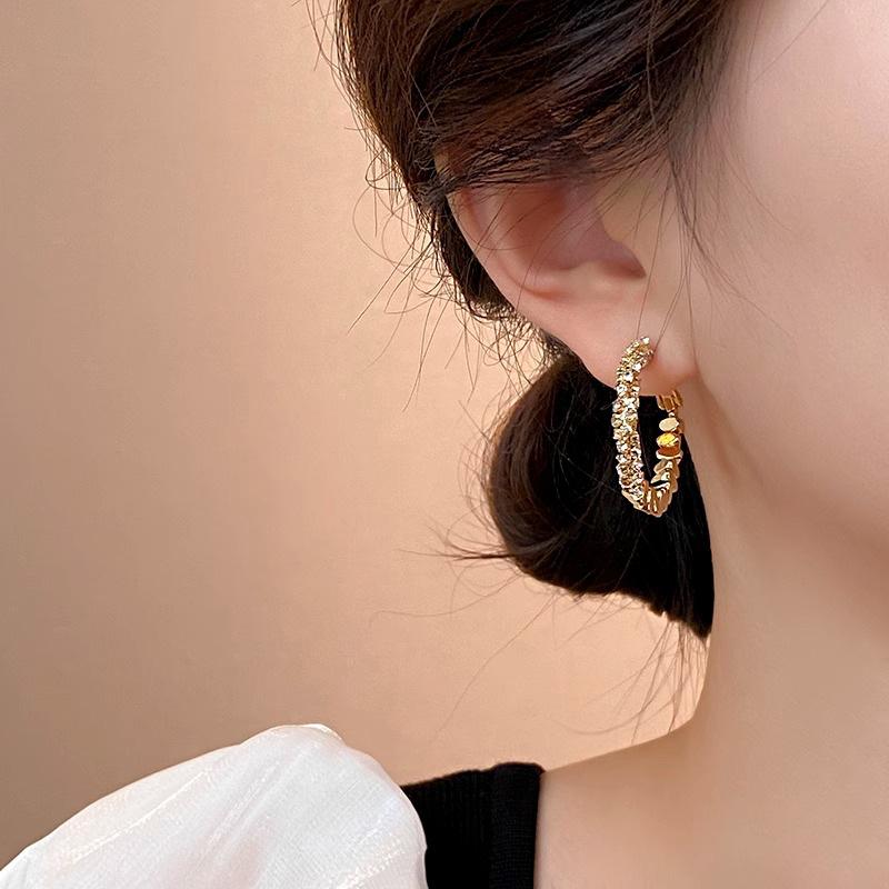 Ear Clips with Elegant Long Fringed Earrings, 925 Silver Pin Earrings, Ear Jewelry