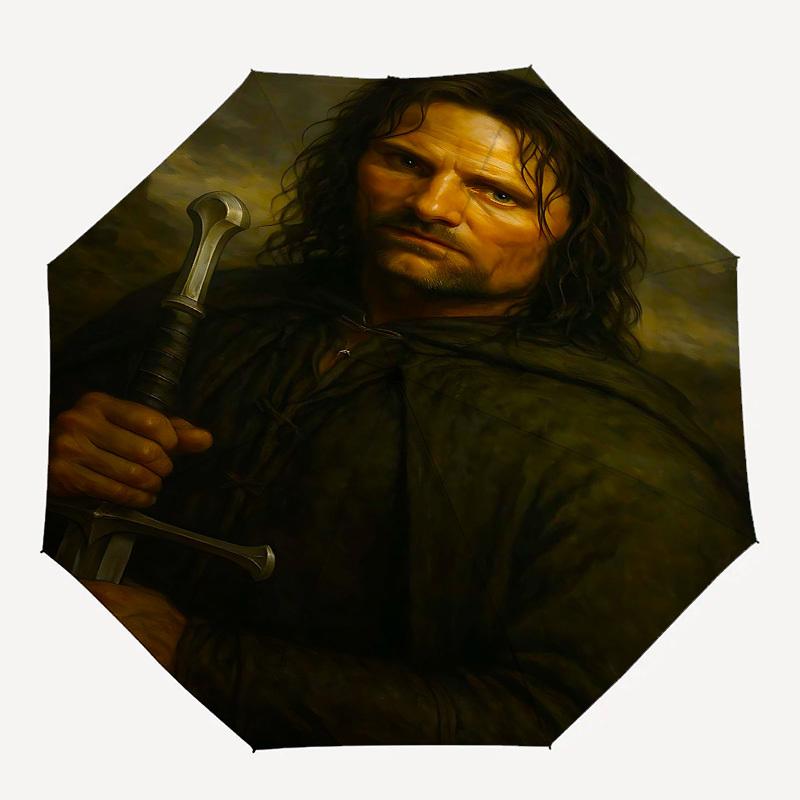 1pc sword warrior Automatic Folding Umbrella - Compact 8-Rib Design, Durable Plastic & Iron1299L