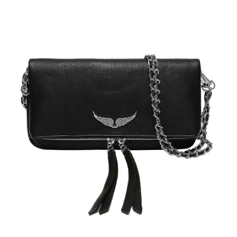 Women Hot Diamond Chain Leather Bag Messenger Bag Handbag Simple Wing Design Shoulder Bag