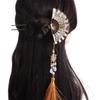 Retro Pearl Fringe Hairpin Zinc Zinc Alloy Fan Shape Bride Tiara U Shape Hair Frok  Hanfu Hair Accessories
