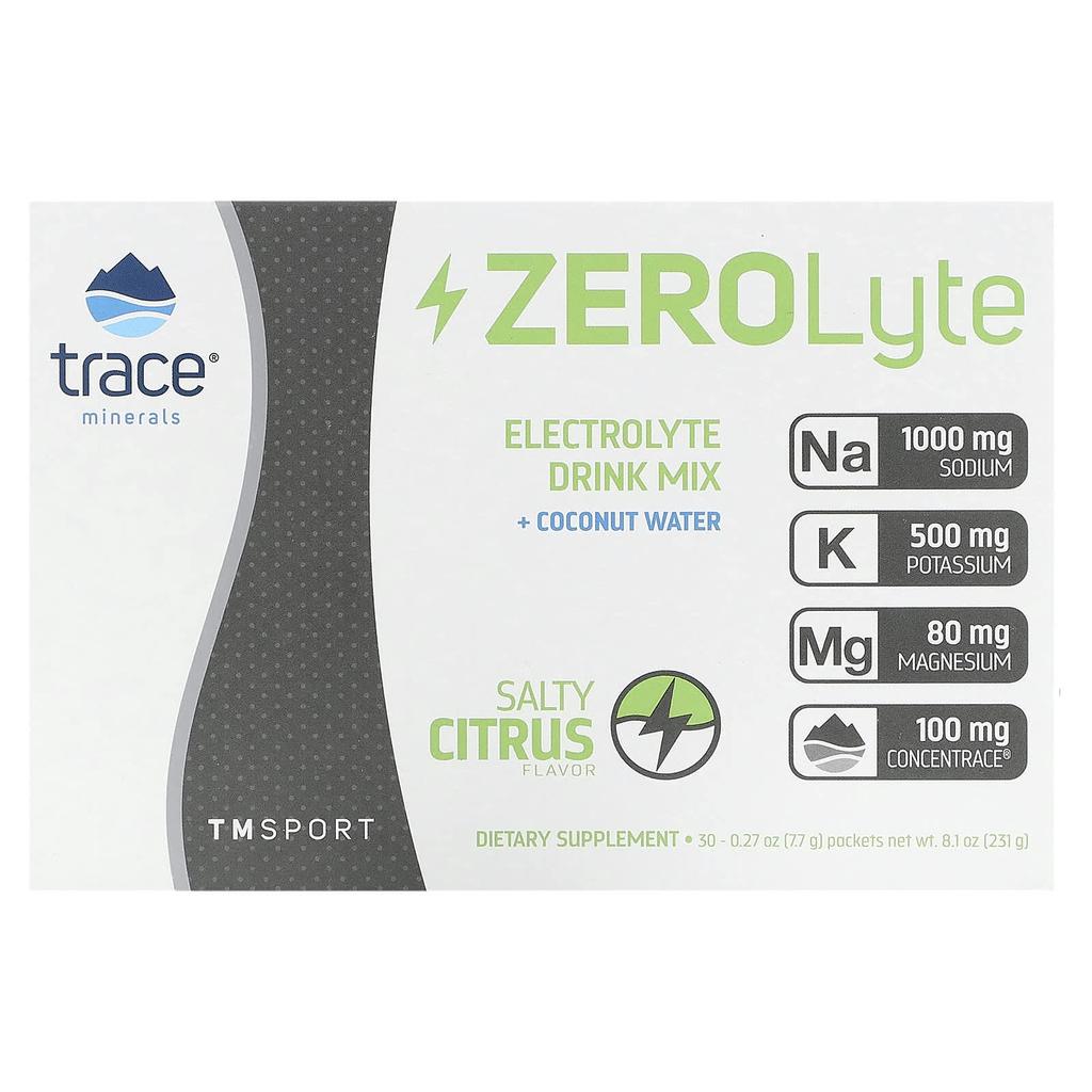 Trace, TM Sport, ZeroLyte, Electrolyte Drink Mix, Salty Citrus, 30 Packs, 0.27 Oz (7.7 G) Each
