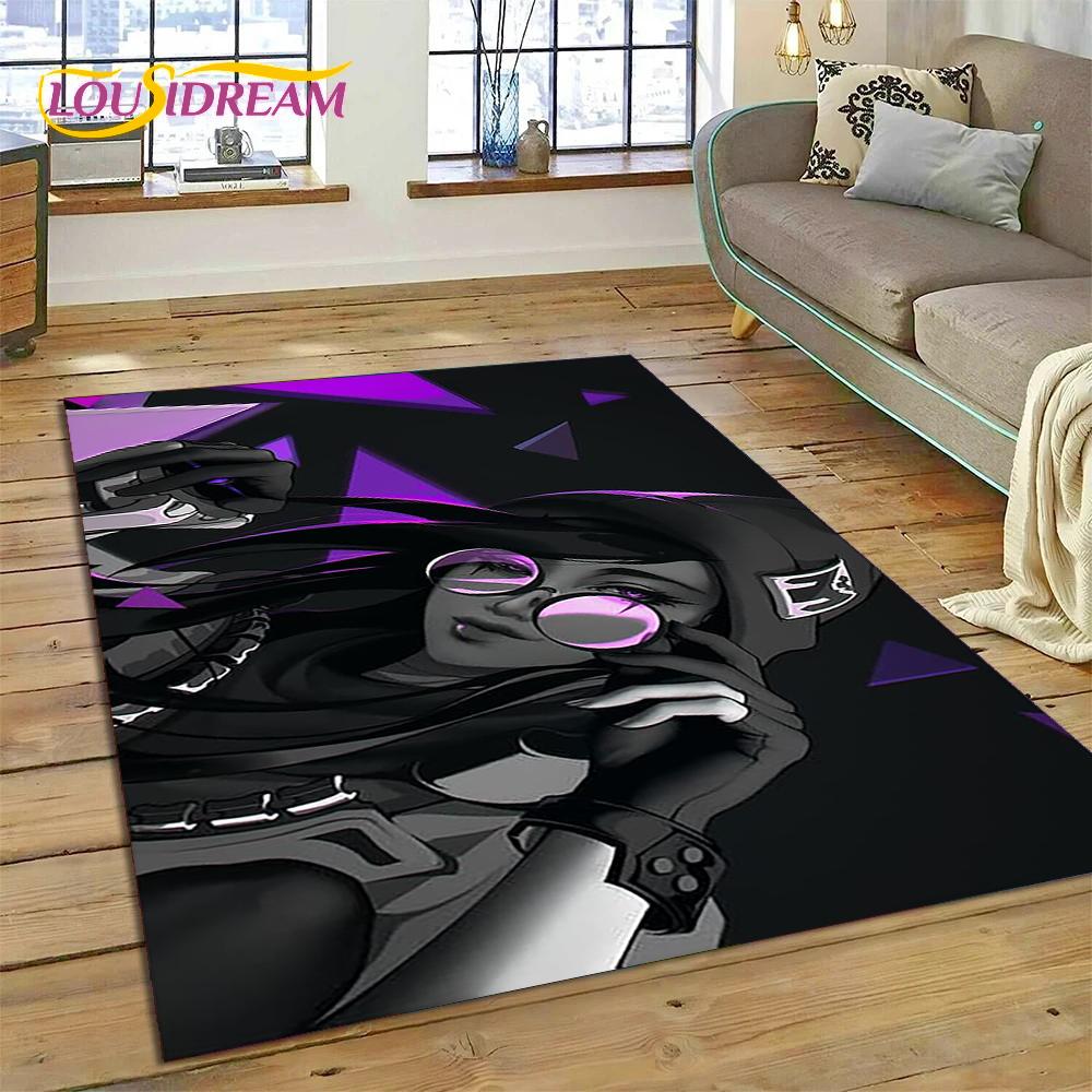 3D Nejnovější Kreslený Herní Koberec VALORANT pro Dekoraci Obývacího Pokoje Ložnice, Podlahová Rohožka Protiskluzová Dekorace pro Pohovku Rohožka Dárek Dítě