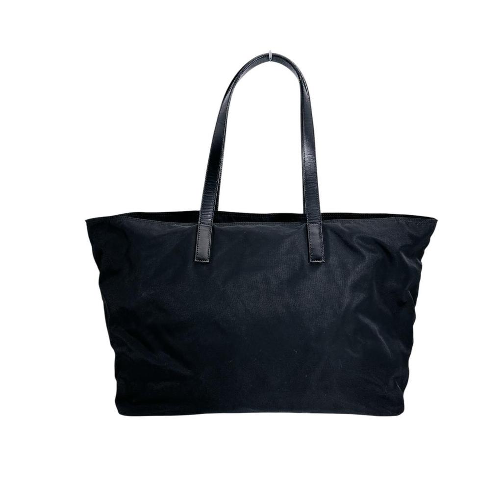PRADA Triangle logo Tote Bag Nylon black Women Used