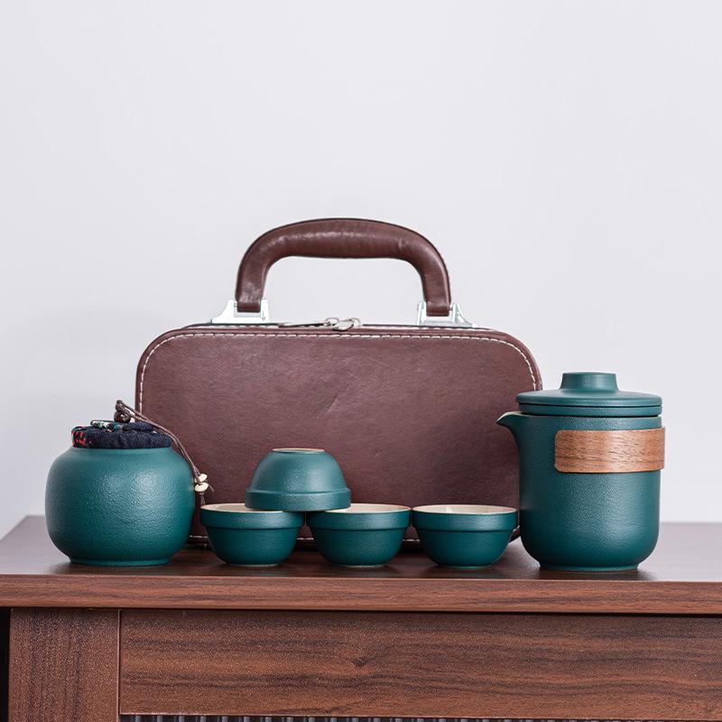 Travel Tea Set, Gift, High-end Ceramic Portable Outdoor Tea, One Pot of Four Cups, New Chinese Express Cup