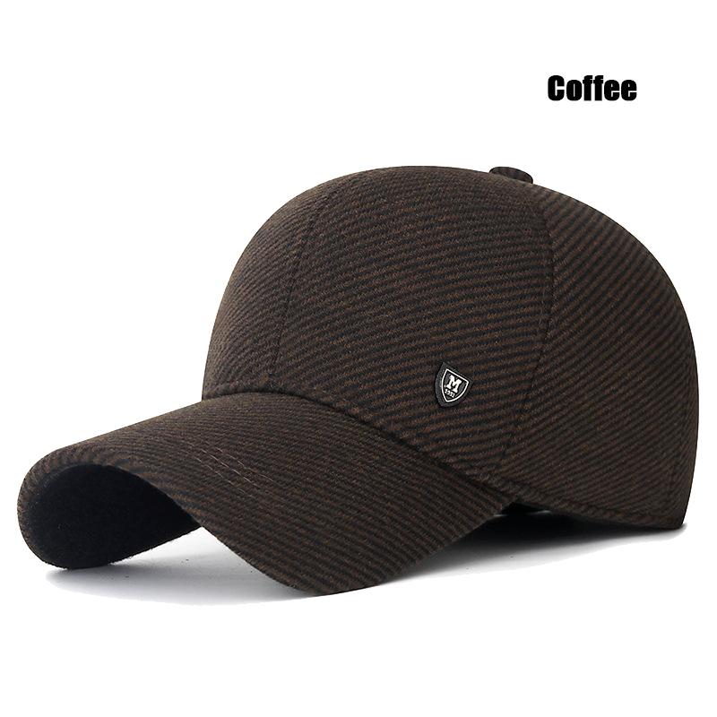 Mens Winter Baseball Cap with Ear Flaps, Baseball Winter Hats with Ear Flaps for Men Outdoor Walk Running  Adjustable Size